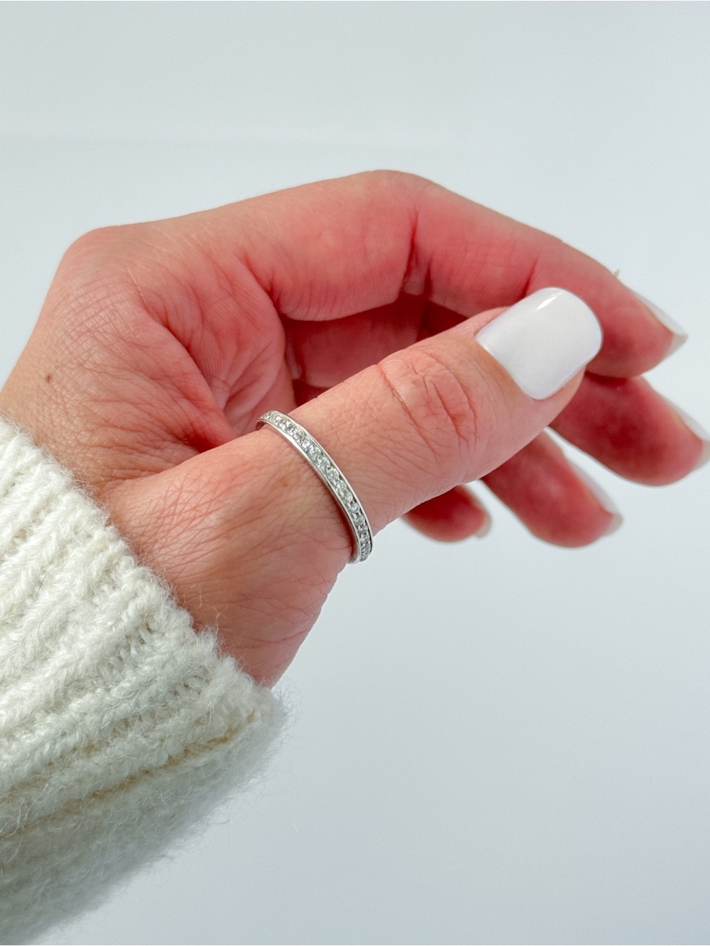 Classic 925 Sterling Silver Crystal Eternity Band - Size 10.5